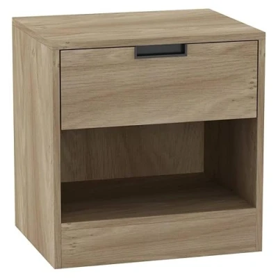 Image of URBNLIVING H46.5cm x W45cm D35cm, Drawer Bedside Oak Table Nightstand Shelf File Cabinet Storage for Bedroom Wooden Furniture Modern Sofa Side End Compact Unit Living Room