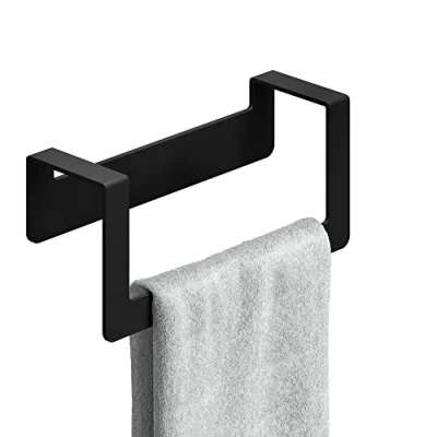 Image of WEISSENSTEIN Self Adhesive Hand Towel Rail 3M VHB Industrial Strength 100% Stainless Steel 22cm Black