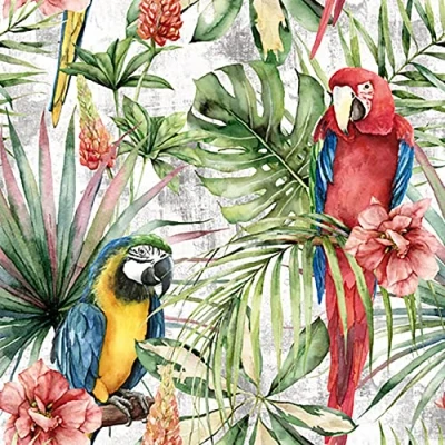 Image of Anniversary House Tiflair Tropical Macaw Parrots Luxury Lunch Napkins 3 Ply PJ340051