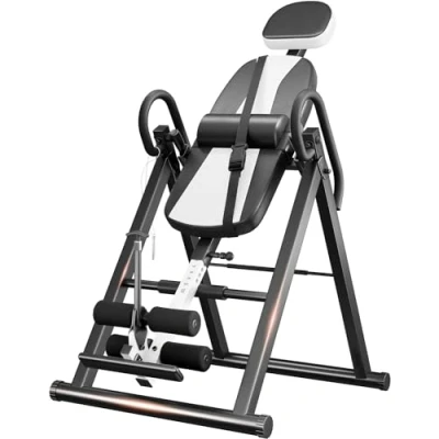 Image of Dripex Gravity Heavy Duty Inversion Table with Headrest &amp; Adjustable Protective Belt Back Stretcher Machine for Pain Relief Therapy (White)