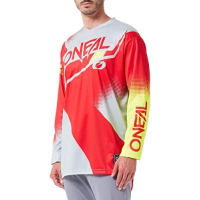 Image of O&#039;NEAL Men&#039;s E003 303 Motocross Jersey Long Sleeve, Rot/Weiß/Neongelb, M