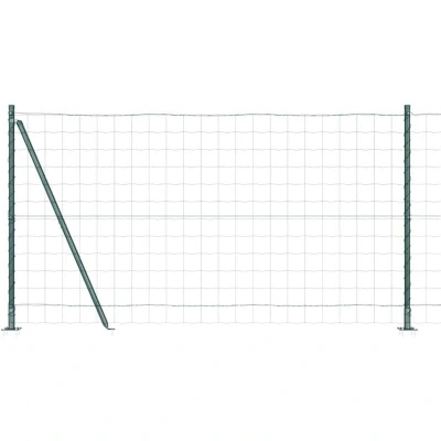 Image of vidaXL Euro Fence with 7 Flanged Posts 1.2x10 m Galvanised Steel