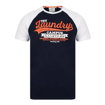 Image of Tokyo Laundry Men&#039;s Baseball Style Raglan Sleeve Cotton Jersey Crew Neck T Shirt Bright White