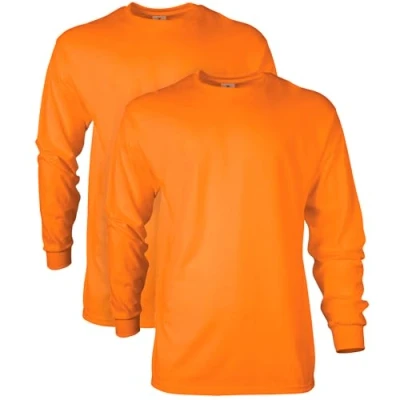 Image of Gildan Unisex&#039;s Ultra Cotton Long Sleeve T Shirt, Style G2400, Multipack, Safety Orange (2 Pack), XXL (Pack of 2)