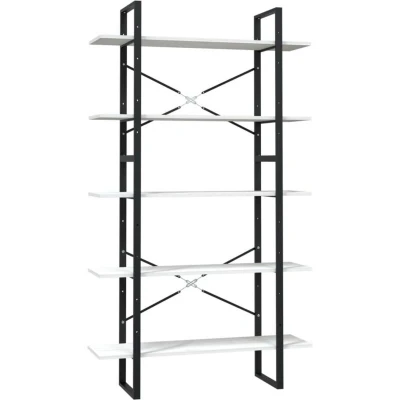 Image of vidaXL 5 Tier Book Cabinet White 100x30x175 cm Pinewood