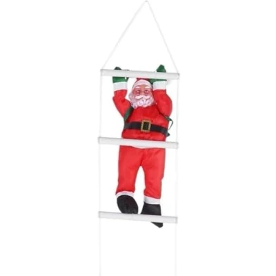 Image of GSV Essentials 1x Climbing Santa Claus Toy, Rope With Ladder, Bright Red Colour, Ornament, Eye Catching Design, Portable, Indoor &amp; Outdoor Christmas Decoration, 25cm