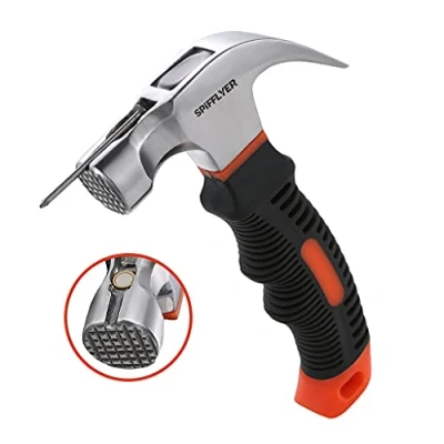 Image of Spifflyer 8oz Magnetic Small Hammer Stubby and Nails Tool, Anti Slip