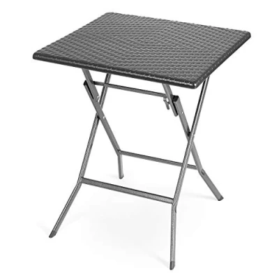 Image of CHRISTOW Bistro Table Rattan Effect Heavy Duty Folding 2 Seater Outdoor Patio (2ft)