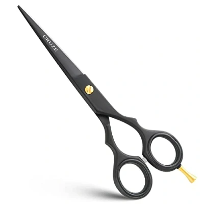 Image of Cruze Professional Hairdressing Scissors for Barbers &amp; Hairdressers 6&quot; Stainless Steel Hair Cutting Men Women (Black)