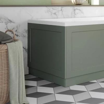 Image of Affine® Traditional 700 End Panel MDF Bath 18mm, Wooden Panels for Bathroom Baths Soaking Tubs, Adjustable Plinth, Easy to Cut, Matt Green