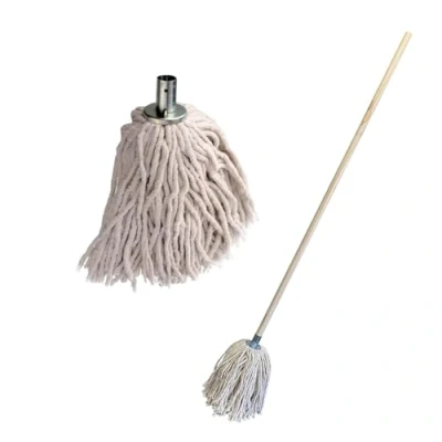 Image of Industrial Mop with Wooden Handle, Large String Galvanised Socket, Highly Absorbent Yarn Cotton Head and 120cm Heavy Duty for All Around Floor Cleaning