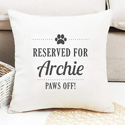 Image of Thoughtful Gifts Luxury personalised Reserved for Dog cushion, Cushion Cover, pillow, gift Owner, Just add your dogs name!