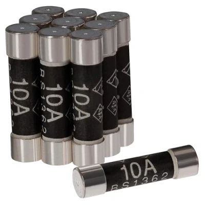 Image of Maplin 10 Amp Domestic Fuse BS1362 6.3mm x 25.4mm Pack of
