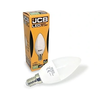Image of JCB 6w LED E14 Candle Bulbs Small Edison Screw, 40w Incandescent Bulb Equivalent, 470lm, Warm White 3000k, Non Dimmable, Screw Light Bulbs, 220 240v. Packs of 3 Units