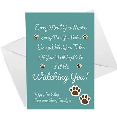 Image of Funny Happy Birthday Card From The Dog Pet Theme For Husband Wife Mum Dad