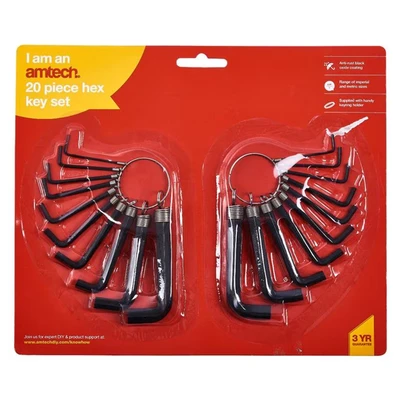 Image of Amtech I8820 20 Piece hex Key Set and Keyring