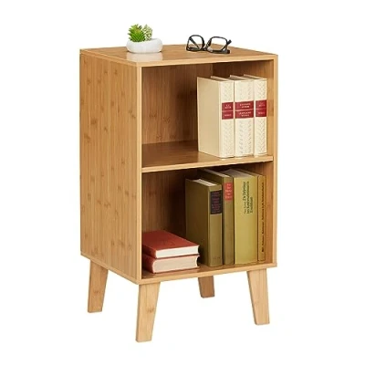 Image of Relaxdays Unit, 2 Compartments, Open Cupboard, HWD: 70x40x35 cm, Height Adjustable, Floor Standing Shelf, Natural, Fibreboard
