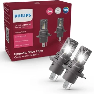 Image of Philips Ultinon Access LED car headlight bulb (H4), ultra compact direct fit, 80%, 6.000K, set of 2