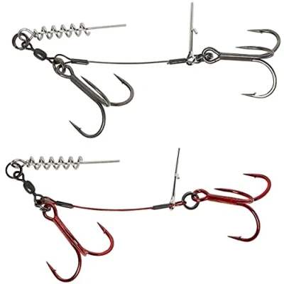 Image of Savage Gear NEW CARBON49 CORKSCREW STINGER 2 HOOK PIKE PREDATOR FISHING (#3/0 39kg 2pcs)