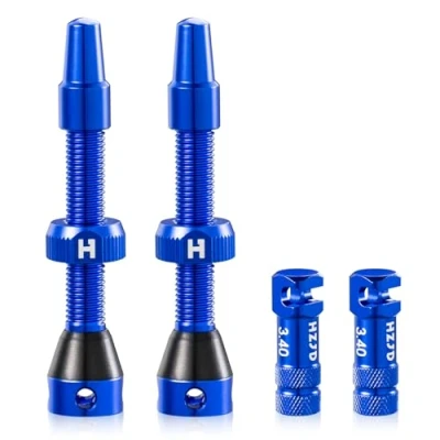 Image of 2PCS Bike Tubeless Presta Air Valve Stem, Blue, Integrated Core Spoke Removal Tool(44 mm)