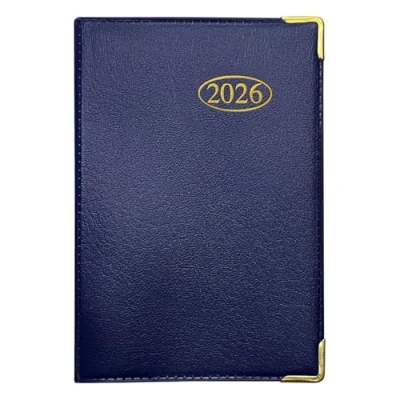 Image of MantraRaj 2025 Week to View PVC Leather Effect Pocket Diary with Metal Corners Compact Planner Hard Case Cover, Conversion Tables, and Organizational Tools 12cm x 7cm (Blue)