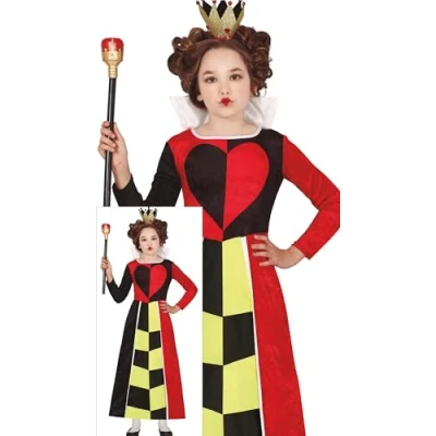 Image of FIESTAS GUIRCA Queen Of Hearts Girls Fancy Dress Costume Fairytale Kids Costumes Age 5 6 Years