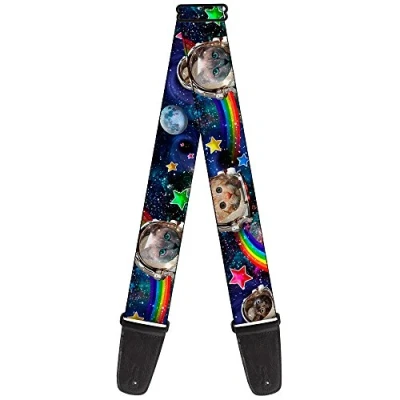 Image of Buckle Down GS W30162 Guitar Strap Astronaut Cats In Space Rainbows Stars, 2&quot; Wide 29 54&quot; Length