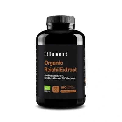 Image of Pure Organic Reishi 12000 mg 180 Vegan Capsules for 6 Months with 50% Polysaccharides, 20% Beta glucans, and 2% Triterpenes Ganoderma Lucidum Antioxidant, Energizing No Additives Zenement
