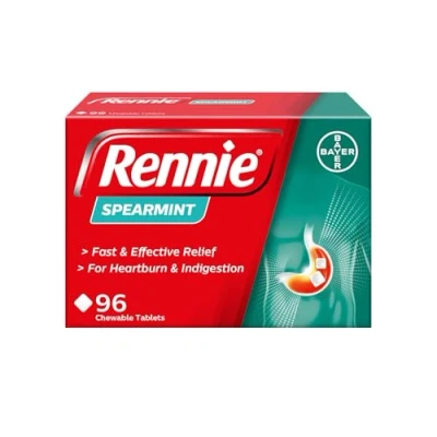 Image of Rennie Antacids, Spearmint Flavour, 96 Count (Pack of 1)