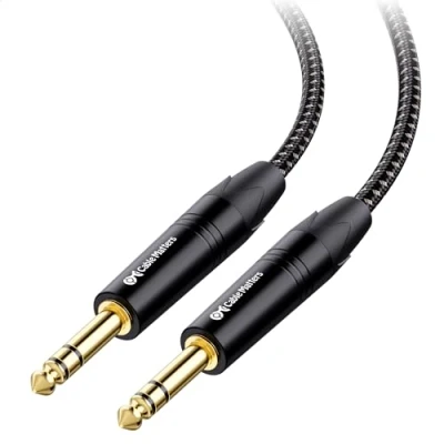 Image of Cable Matters Premium Braided Balanced 6.35mm TRS 3m, to Guitar Cable, Jack Lead,