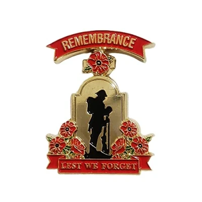 Image of Lest We Forget Remembrance Day Red Poppy Veteran Lapel Pin Badge Brooch Decorations Gifts Memorabilia