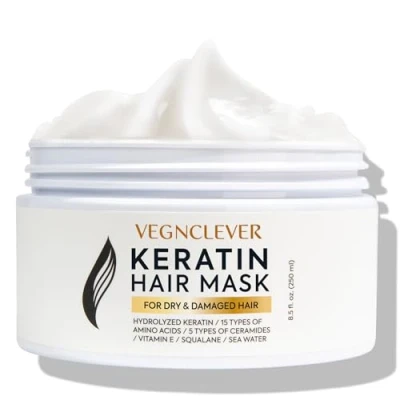 Image of Vegnclever Keratin Hair Mask: Treatment Mask, Deep Conditioning Mask Treatment, Conditioner for Damaged Dry Hair, Fine, Curly and Straight