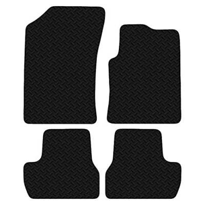 Image of Carsio Car Mats For Citroen C3 2010 Onwards 3mm 4pc Set Tailored Fit Rubber Floor Mat Complete Accessory Black Custom Fitted Anti Slip Backing, Heavy Duty &amp; Waterproof