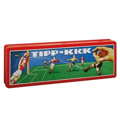 Image of TIPP KICK Retro 80x47 cm Ready to play Table Football Game Set with 2x Player Figures, Goalkeepers, Metal Goals, Balls I Felt Pitch Indoor Gifts for Boys and Girls
