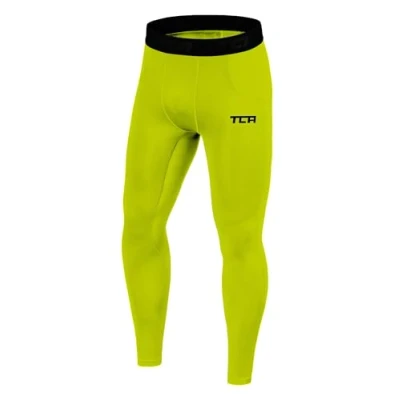 Image of TCA Men&#039;s SuperThermal Compression Armour Base Layer Thermal Under Tights Lime Punch, S