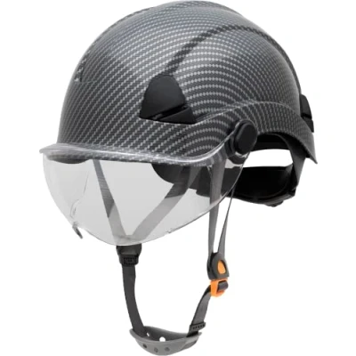 Image of Honeywell Fibre Metal Safety Helmet with Visor, Hard Hat for Construction, Non Vented, 4 point buckle chinstrap, 6 ratchet suspension, Resistant to extreme temperatures, Hydrographic, FSH10080