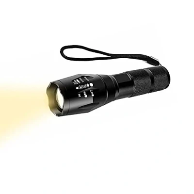Image of WESLITE Torch Yellow Light, LED Flashlight with Warm White Light Strong Penetration &amp; Zoomable 1 Mode 3500 3700K Beam Torches for Night Vision Hiking Camping Hunting(Battery not Included)