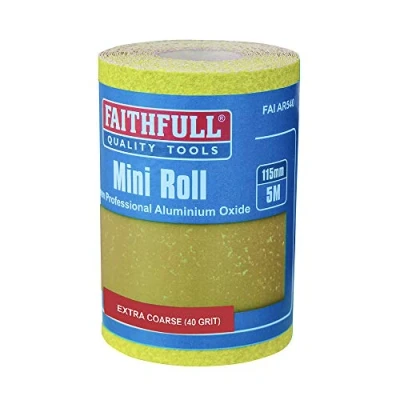 Image of Faithfull FAIAR540Y 5M Extra Coarse (40 Grit) Sandpaper Roll Yellow (Std) 115mm x