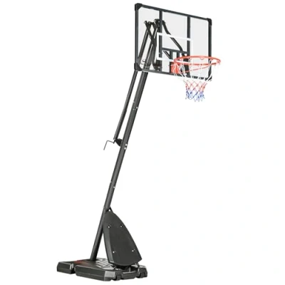 Image of SPORTNOW Height Adjustable Basketball Hoop and Stand with Sturdy Backboard Weighted Base, Portable on Wheels, 2.4 2.9m