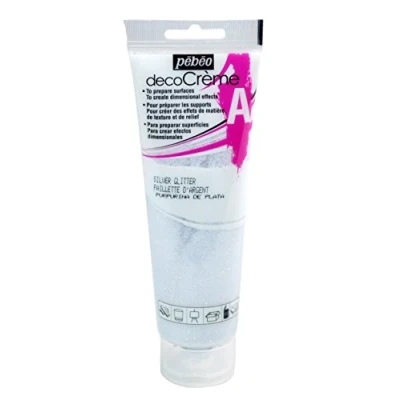 Image of PEBEO 89402 120ml Deco Auxiliary, Acrylic, Silver Glitter, 14 x 4.5 6.5 cm