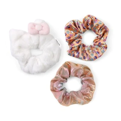 Image of KIDS EUROSWAN Hello Kitty Girls White, Orange, Multicolour 3Pcs Elastic Hair Ties Scrunchie Set