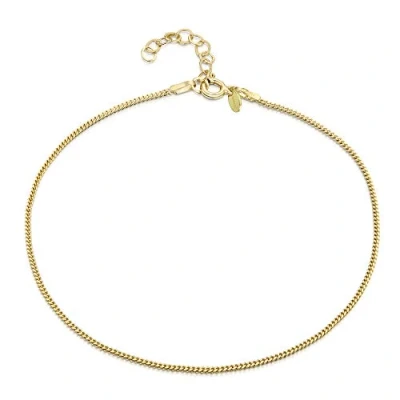 Image of Gold Plated on Fine 925 Sterling Silver 1.5 mm Adjustable Anklet Curb Chain Ankle Bracelet 9&quot; to 10&quot; inch Flexible Fit