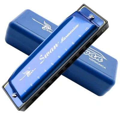 Image of Harmonica Armonica Mouth Organ Blues Key of C 10 Hole 20 Tone Polyphony Diatonic Harp for Folk Jazz Pop Music Instrument Gift