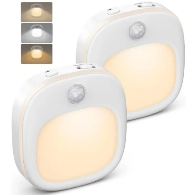 Image of Stick on Night Lights, 2 Pack Motion Sensor Lights Indoor with 3 Modes Auto/ON/Off, Built in Magnet, Battery Powered Warm White for Wardrobe, Closet, Kitchen, Bedroom, Stairs