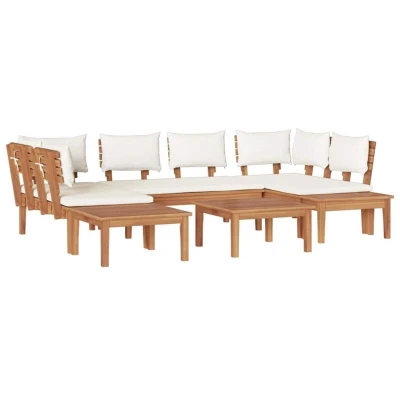 Image of vidaXL 4 Piece Garden Bench Set with Cushions Solid Teak Wood