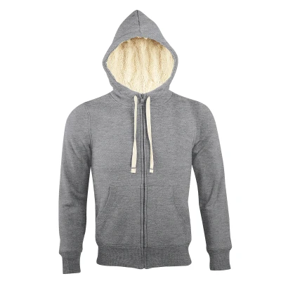 Image of SOLS Mens Sherpa Unisex Zip Up Hooded Sweatshirt / Hoodie (Grey Marl) Size X Small