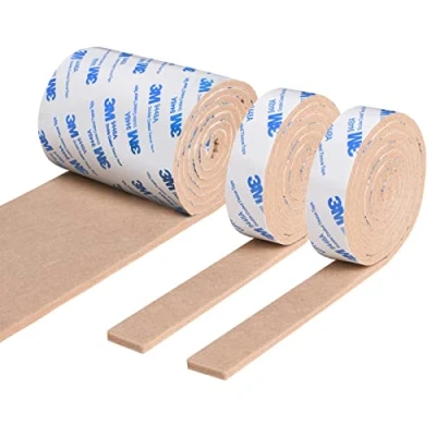 Image of Vicloon Furniture Pad, 3 Rolls Floor Protectors for Feet (120x10x0.5cm+120x2x0.5cmx2), Felt Pads Tailorable Chair Legs, Tiled, Cabinet, Hardwood Protectors(Brown)