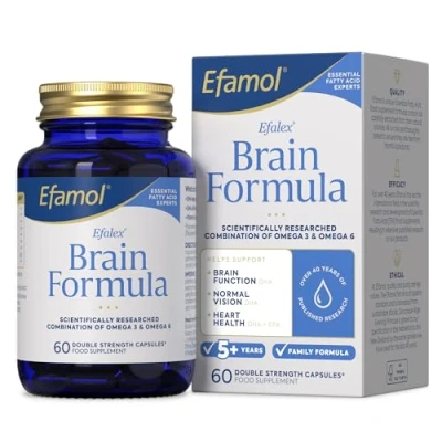 Image of Efamol Efalex Brain Formula 60 Omega 3 Fish Oil Capsules with Evening Primrose Supplement Help Support Function, Normal Vision &amp; Heart Health 30 Day Supply