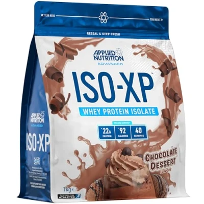 Image of Applied Nutrition ISO XP Whey Protein Powder 22g Protein, Low Fat, Carb Isolate Powder, Rich in Amino Acids, Grass Fed, Soy Free, Halal Certified (1kg 40 Servings) (Chocolate)