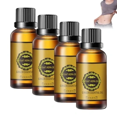 Image of Lovilds Lymphatic Drainage Ginger Oil, Belly Slimming Tummy Natural Oil Essential Relax Massager Liquid, (4PCS)